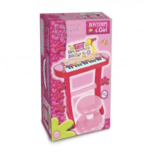 Детски розов синтезатор с 24 клавиша и микрофон Bontempi | P115996