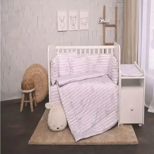 Бебешки спален комплект Lorelli Лили, Сиво райе, 60 х 120 см. | P117545