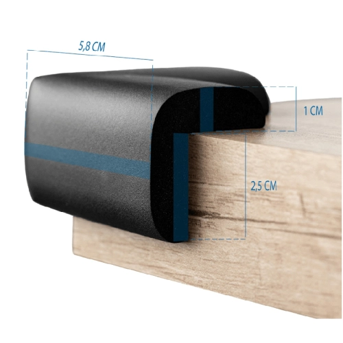 Предпазители за ръбове и ъгли на мебели – 4 бр., черни | SBS-T11-F2E - 8