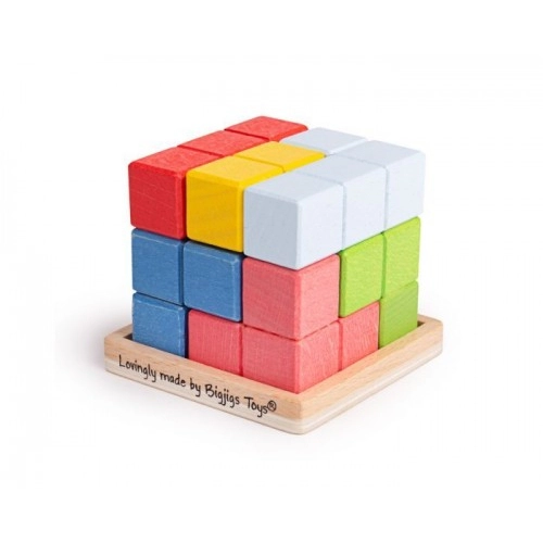 Bigjigs Логически дървен пъзел Цветен куб | P1412780