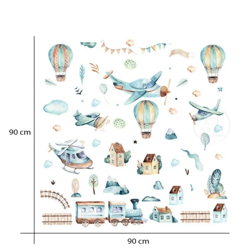 Стикери за стена за детска стая – Самолети Балони | SONNE924 - 4