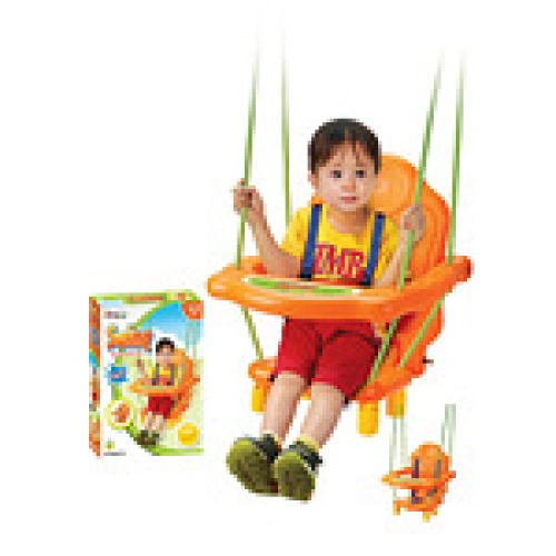 Детска люлка с предпазен борд с въже и колани оранжева | P1413692