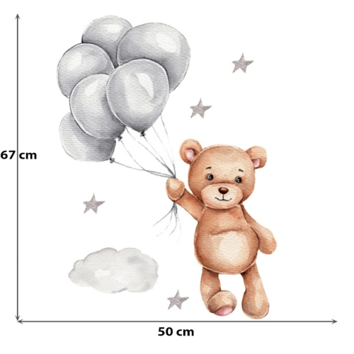 Стикери за стена за детска стая плюшено мече с балони | SONNE937 - 5