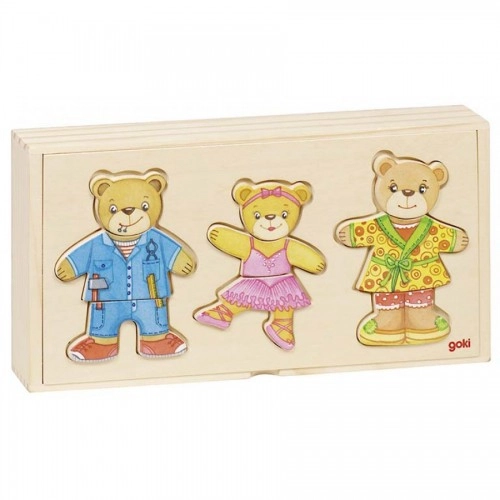 Детски пъзел мечки за обличане в дървена кутия | P1414660