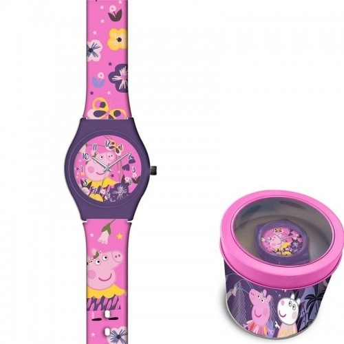Peppa Pig Детски розов часовник в метална кутия, Размери 8х7 см. | P1414715