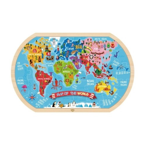 Дървен пъзел - Карта на света, TY123 | P1415048