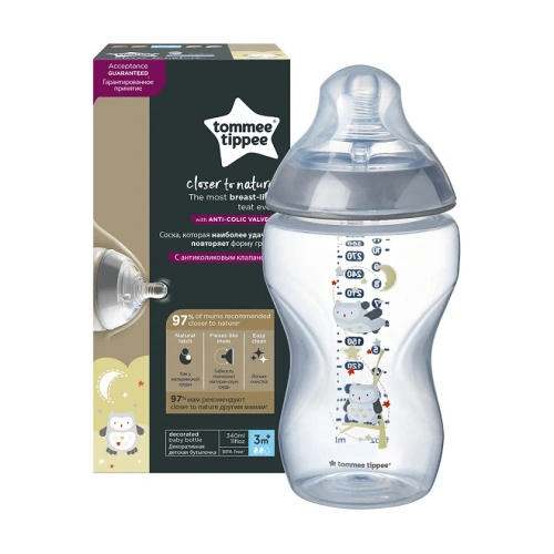 Бебешко шише за хранене EASI VENT 340 ml. 3м+ с декорация P30132