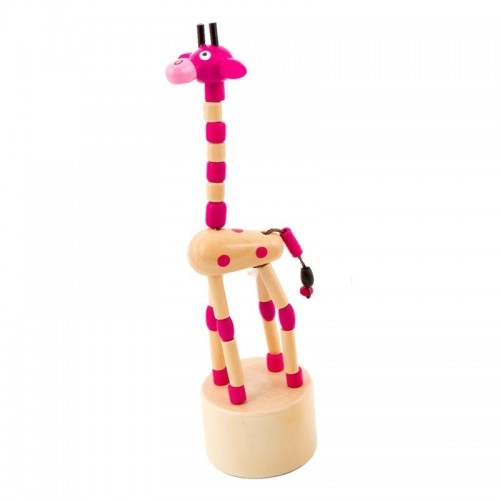 Дървена играчка - Розов весел жираф, 7098-P | P1415124