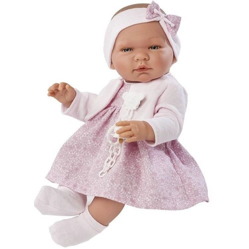 Кукла-бебе, Мария с розова рокличка и плетена жилетка | P1415676