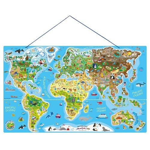 Магнитна карта на света, пъзел с магнитни части и игра, 2 в 1 | P1416694
