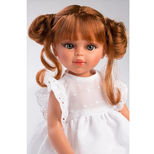 Детска кукла Сабрина с бяла рокля и розова чанта  - 2