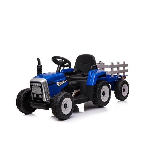 Детски акумулаторен трактор с ремарке  син | P1417560