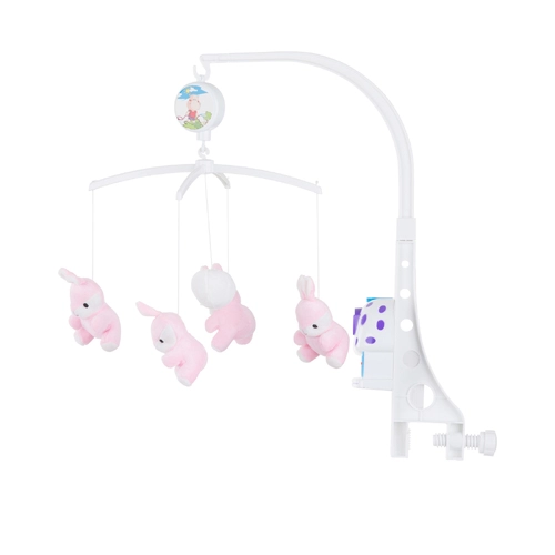 Бебешка музикална играчка за легло розови зайчета | P1417482
