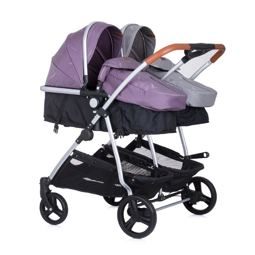 Бебешка количка за близнаци Дуо Смарт антрацит/ люляк | P1417300