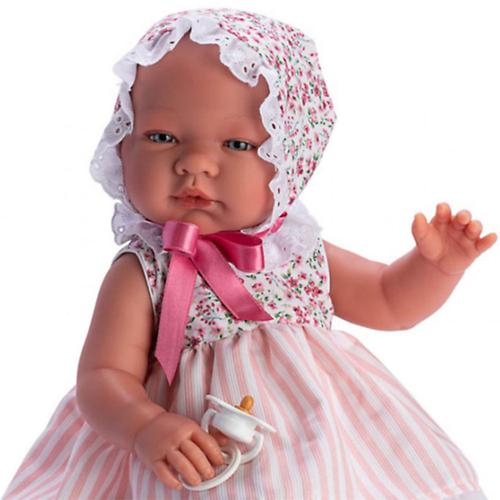Кукла бебе Мария, с лятна рокличка и шапка на цветя | P1418400
