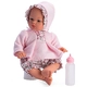 Кукла бебе Коке с розово костюмче с качулка 