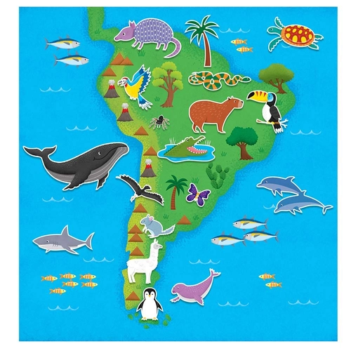 Книжка със стикери за многократна употреба Карта с животните по света | P1419987