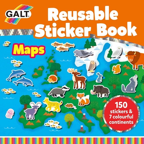 Книжка със стикери за многократна употреба Карта с животните по света | P1419987