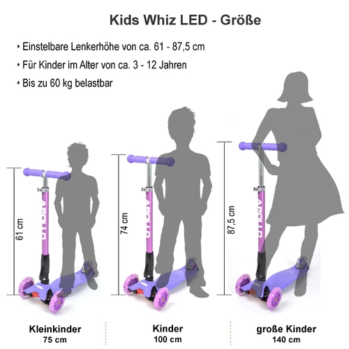 Детска тротинетка -триколка Kids Whiz с  LED колела Червен | P1421679