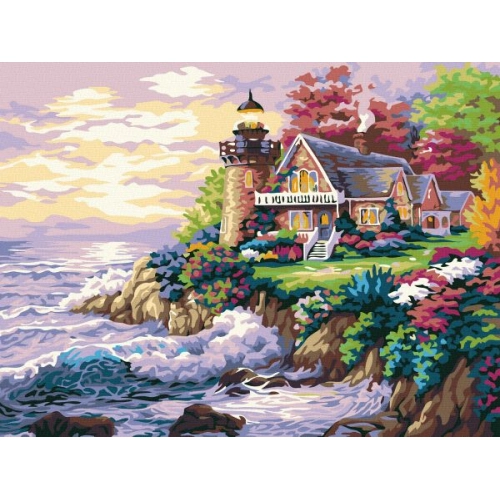 Рисуване по номера - Къща с фар до бурното море | P1424847