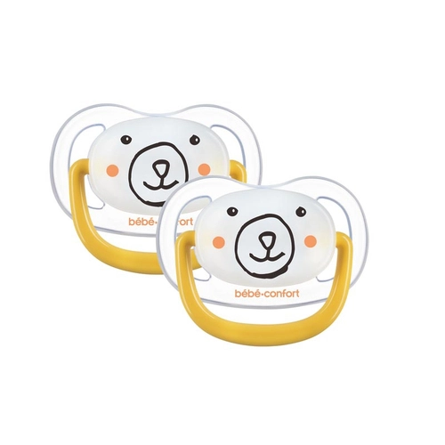 Bebe Confort Комплект от 2 физиологични светещи залъгалки 6-18м Yellow Bear | P1434498
