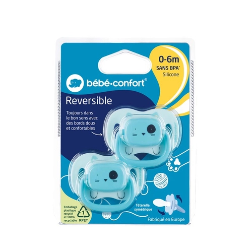 Bebe Confort 2бр. Двулицеви силиконови залъгалки 0-6м Minimalist Animals Blue | P1434499