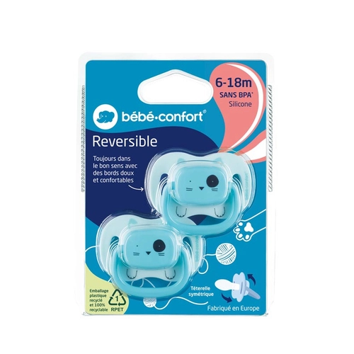 Bebe Confort 2бр. Двулицеви силиконови залъгалки 6-18m Minimalist Animals Blue | P1434500