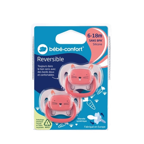 Bebe Confort 2бр. Двулицеви силиконови залъгалки 6-18m Minimalist Animals Pink | P1434502