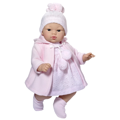 Кукла бебе, Коке с розова плетена рокличка и шапка, 36 см | P1437416