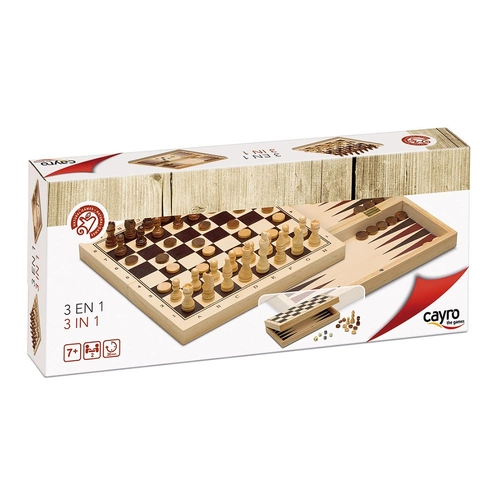 Дървена игра 3в1 Шах, табла и дама | P1438408