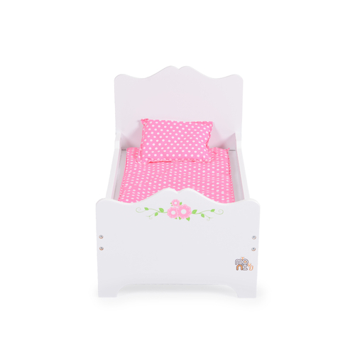 Дървена легло за кукла - бяло B019 | P1438712