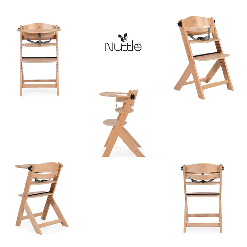 Дървен стол за хранене 2в1 Nuttle натурален | P1438845