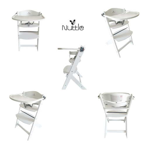 Детски бял дървен стол за хранене 2в1 Nuttle | P1438846