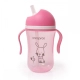 Бебешка чаша със силиконова сламка 300ML  розов  - 1