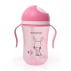 Бебешка чаша със силиконова сламка 300ML  розов  - 2