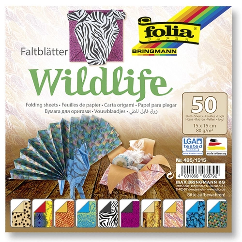 Цветни хартии за оригами Дивата природа 50 листа, 15 х 15 см | P1439281