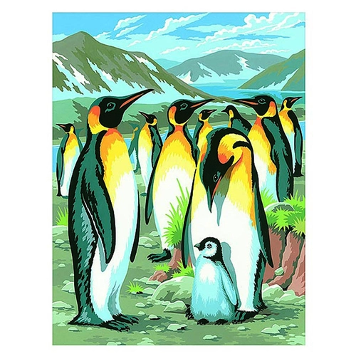 Рисуване по номера с акрилни бои Пингвини | P1439742