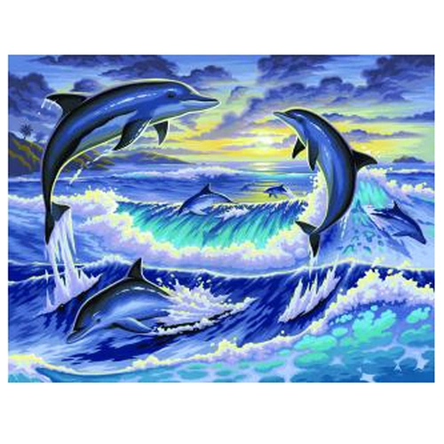 Рисуване по номера - голям размер Изгрев с делфини | P1439751