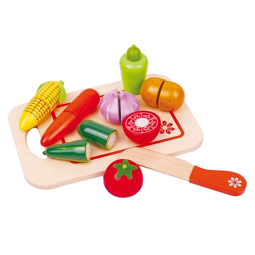 Детски дървен комплект зеленчуци за рязане с дъска | P1439789