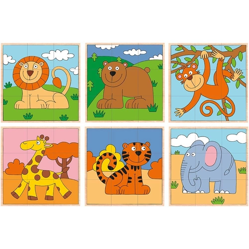 Комплект от 9 бр. дървени кубчета Дивите животни | P1440071