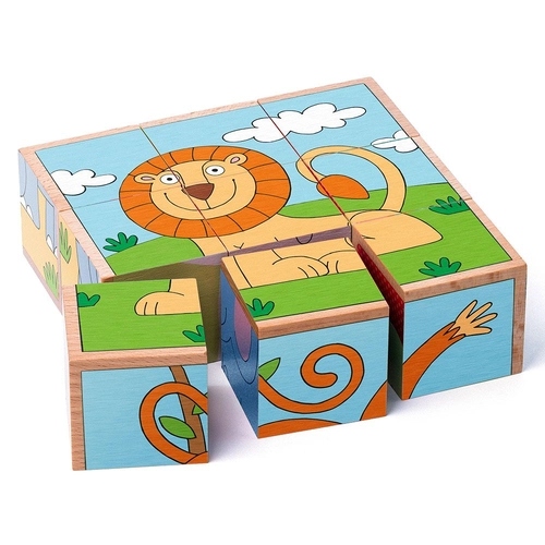 Комплект от 9 бр. дървени кубчета Дивите животни | P1440071