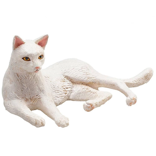 Детска фигурка бяла легнала котка | P1440296