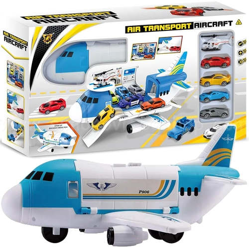 Детска играчка Самолет гараж с 4 Коли и Хеликоптер Jumbo Jet   - 1