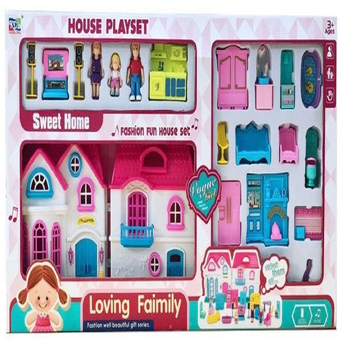 Детска сгъваема къща за кукли с 3 фигури и обзавеждане Sweet Home  | PAT311