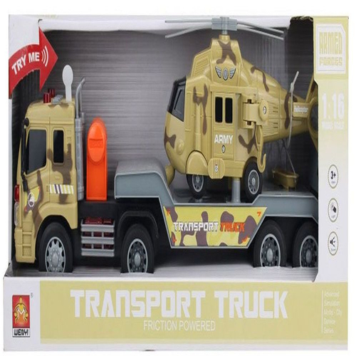 Детски игрален комплект Камион Пътна помощ с военен хеликоптер Transport Truck 1:16 | PAT316