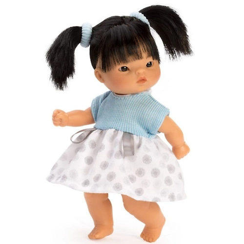 Детски кукла Bombonchin Чени със синя рокля и две опашки 20 cm 