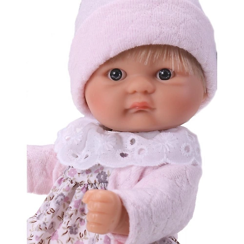 Детска кукла-бебе Bomboncin Чикита с розовa жилетка и рокля на цветя  - 3