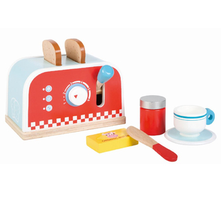 Детски дървен тостер с комплект за закуска