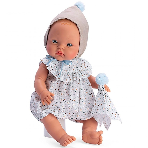 Детска кукла бебе Алекс с цветно боди и шапка с помпон 