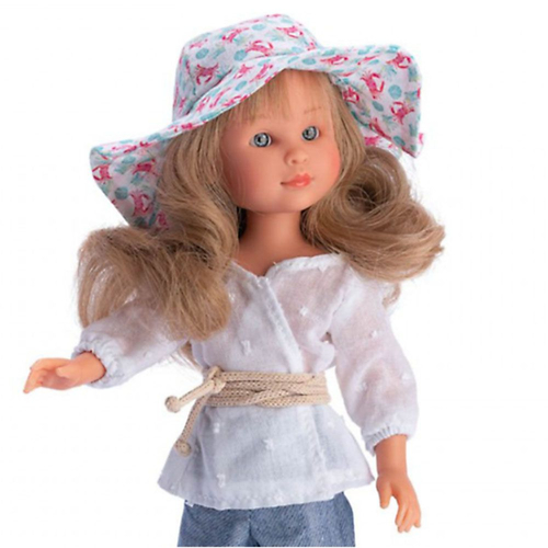 Детска кукла Силия с дънков панталон и лятна шапка | PAT437